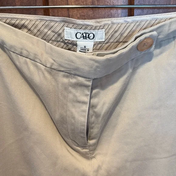 Cato Khaki Button-Front Pants - Picture 2 of 8